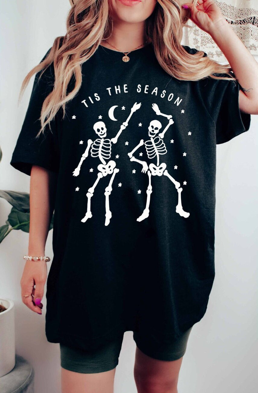 Tis The Season Shirt Witchy Shirt Stay Spooky Shirt Dancing Skeleton Shirt Halloween Shirt Spooky Tshirt Skeleton Costume Fall Shirt