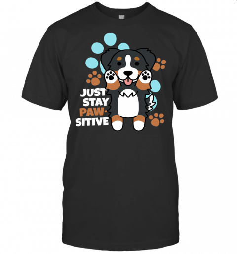 Bernese Mountain Dog Just Stay Pawsitive Funny Dog Gift T Shirt