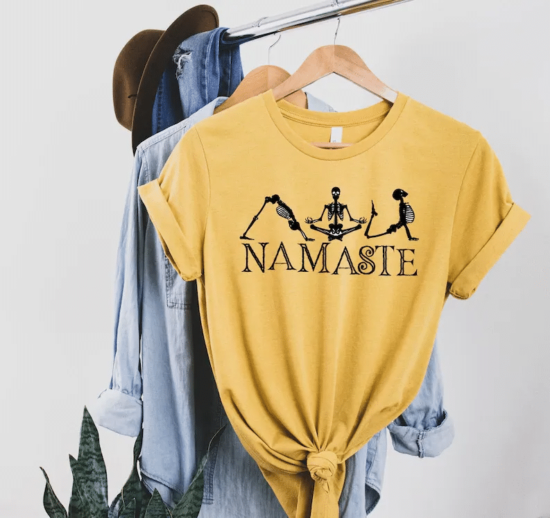 Namaste Skeleton Shirt, Halloween Skeleton Shirt, Fall T-Shirt, Funny Halloween Shirt, Pumpkin T-Shirt