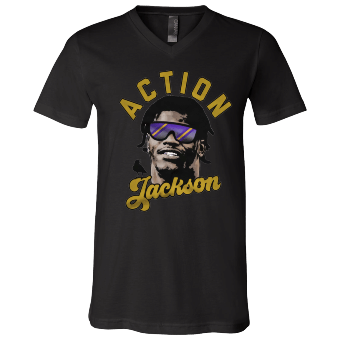 Lamar Jackson Action Jackson Baltimore Ravens Inspired Unisex V-Neck T-Shirt