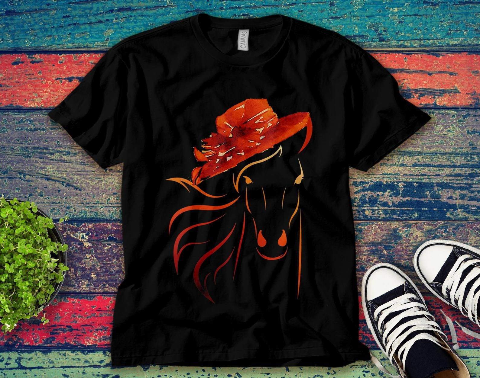 Horse Hat Funny Kentucky Party Unisex T-Shirt Unisex Adult Bella Shirt Gift Ke5376