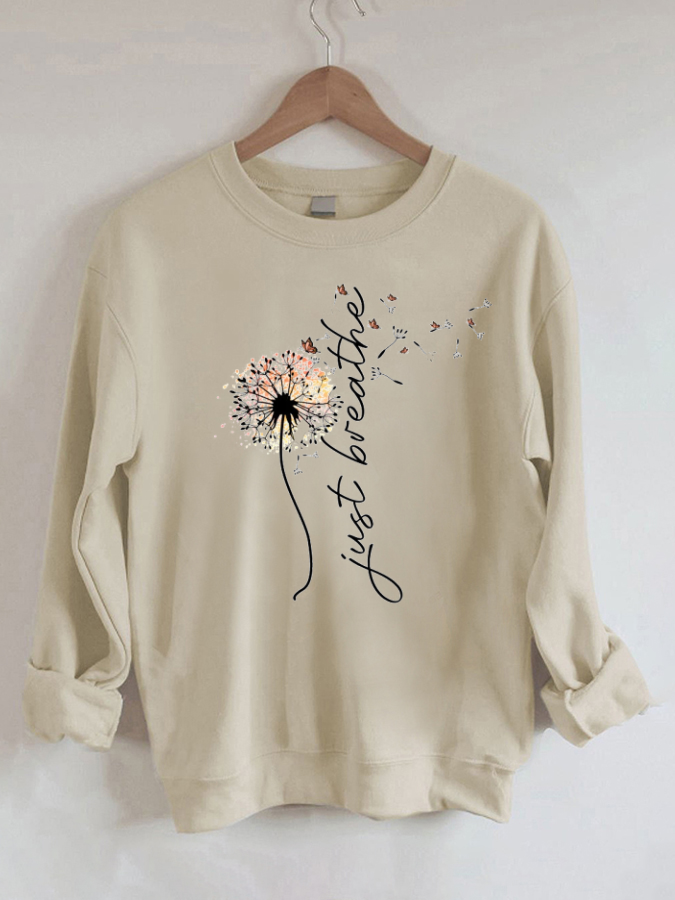 Just Breathe Casual Round Neck Sweatshirt