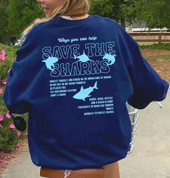 Save The Sharks Crew Neck Sweatshirt