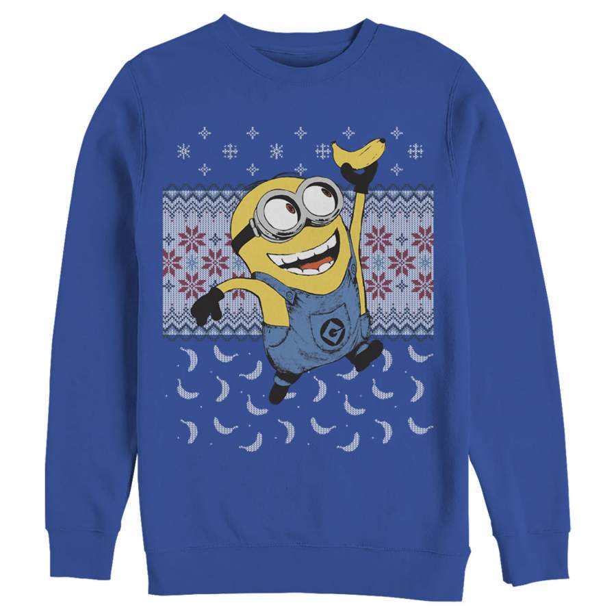 Despicable Me Men’s Ugly Christmas Minons Banana  Sweatshirt