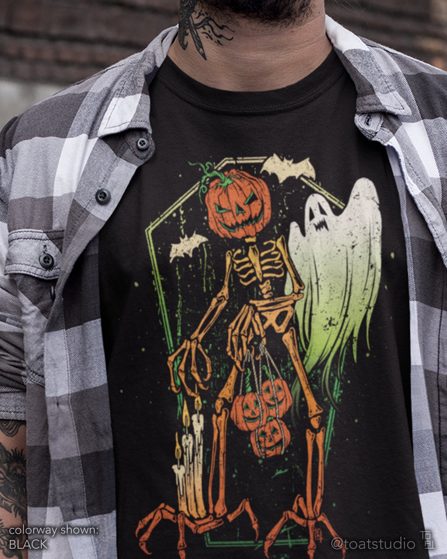 Pumpkin Skeleton Unisex T-shirt, Spooky Halloween Skeleton, Scary Pumpkin Face Tee, Fall Spooky Ghost, Giant Sized Halloween Jack-O-Lantern