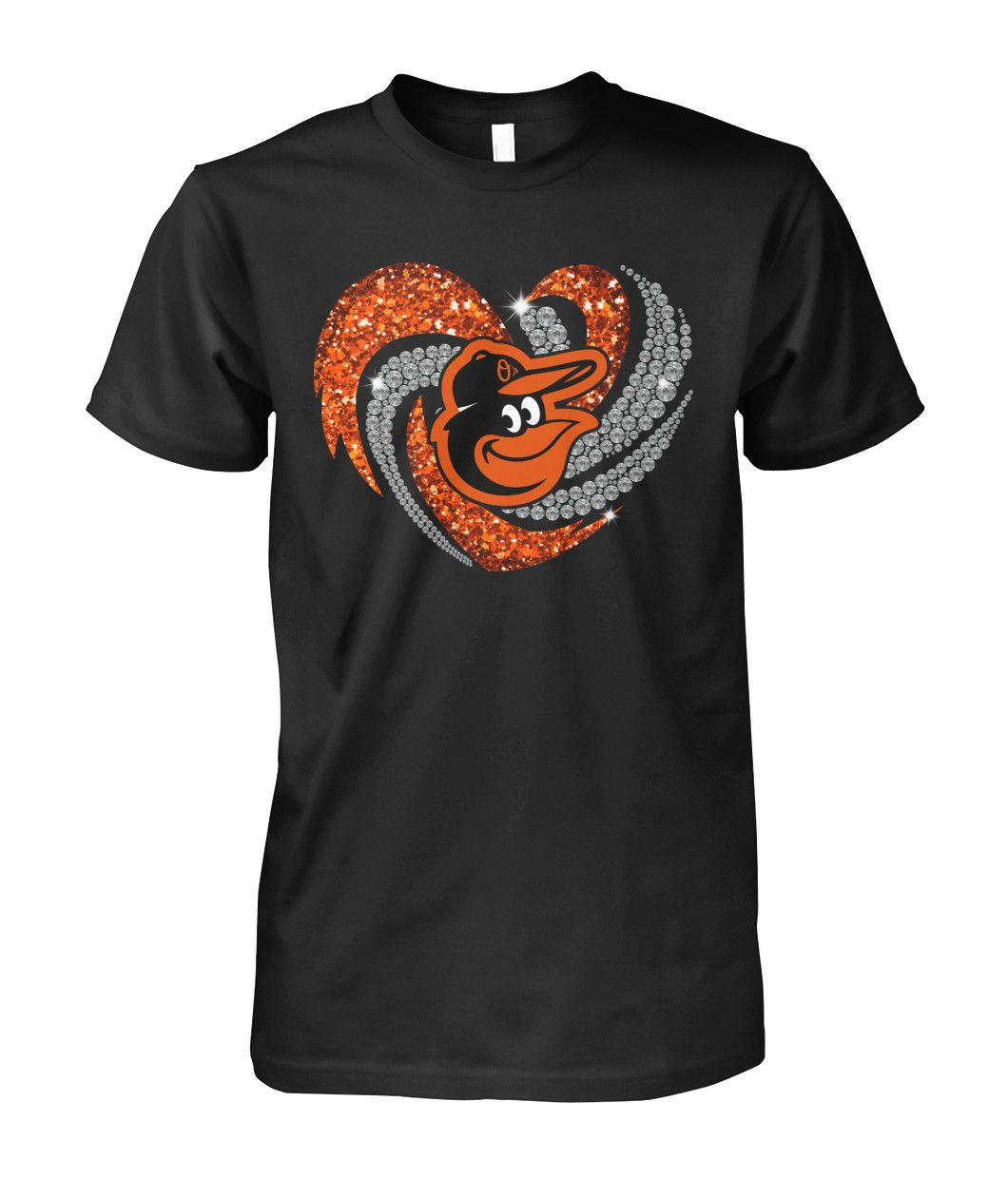 Baltimore Orioles Girls Baseball Team Fans Glitter Heart Women Shirts