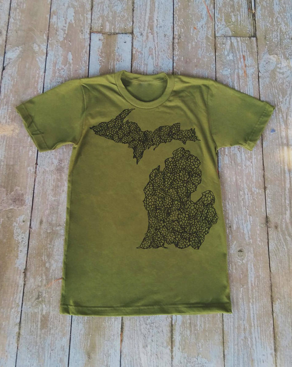 Michigan Hops Beer Shirt drink local illustrated hops