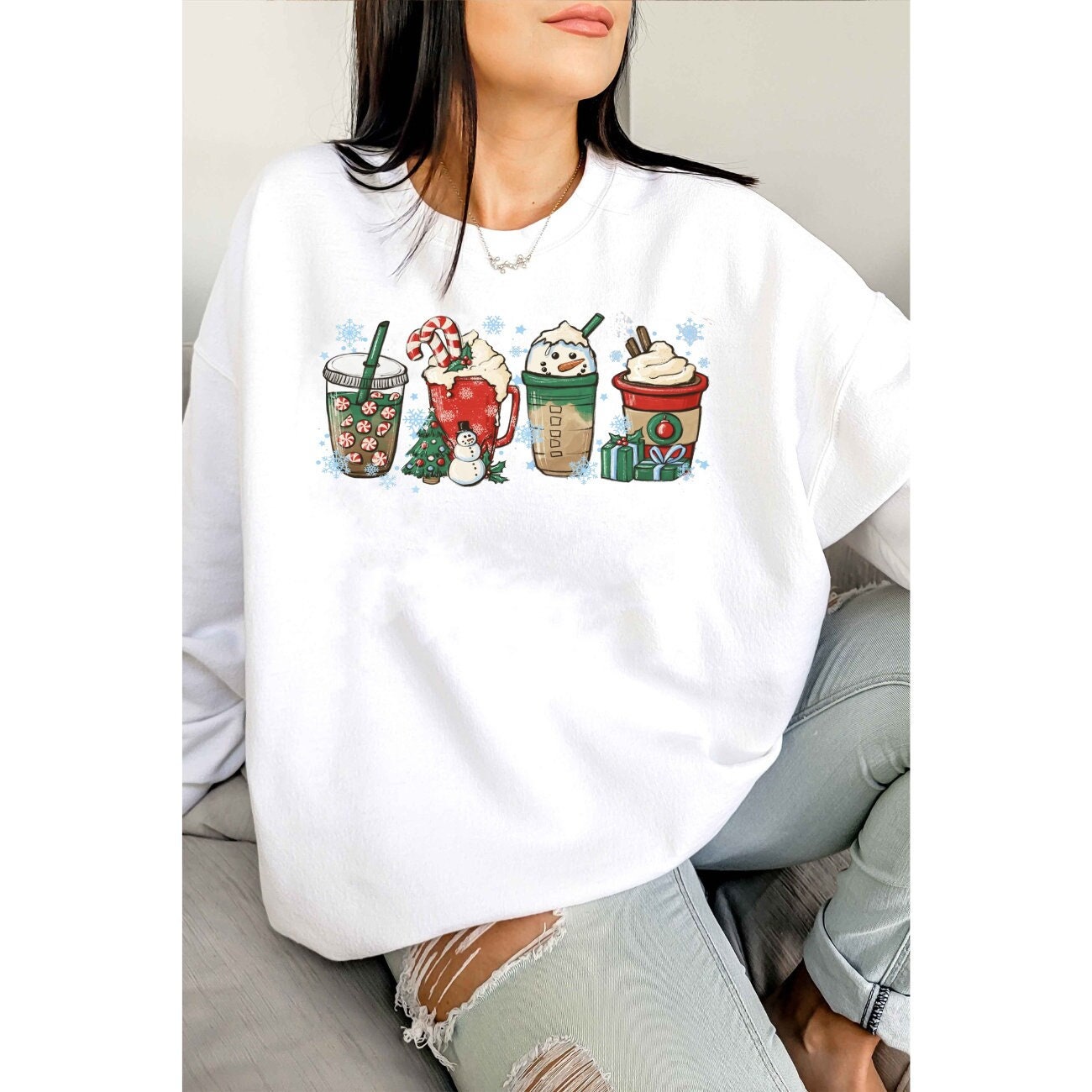 Christmas Coffee Sweatshirt Christmas Crewneck Winter Sweatshirt Sweater Weather Oversized Sweater Christmas Tree Shirt Christmas Pjs Trendy