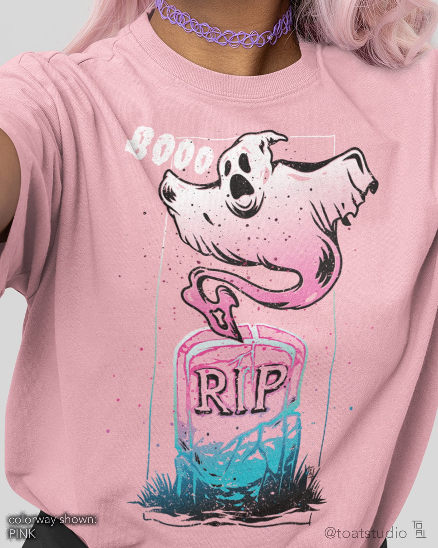 Sad Ghost Unisex T-shirt, Emo Paranormal, Pink Ghost shirt, Funny Halloween Shirt, Graveyard Tombstone, RIP Ghost, Halloween Bootiful Ghost