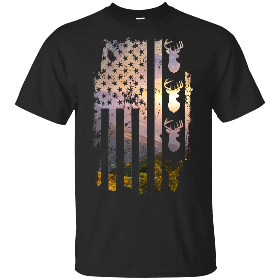 American Flag Deer Hunting Sunrise Funny Men Women Shirt