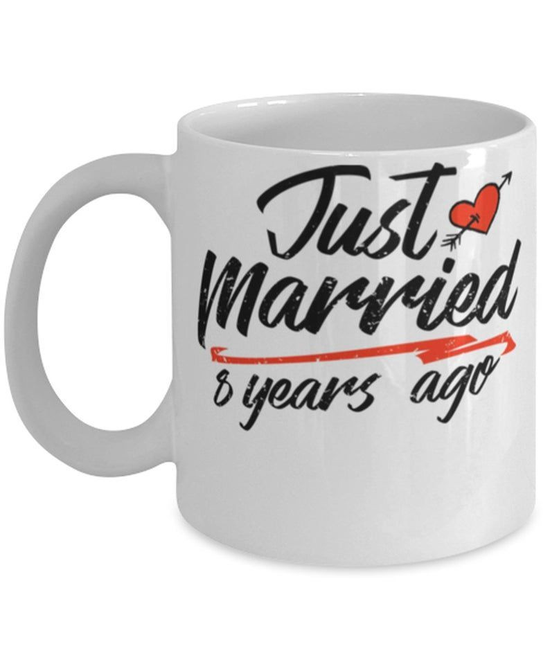 8Th Wedding Anniversary Mug, Gift For Couple, Husband & Wife, Him & Her, Just Married 8 Years Ago