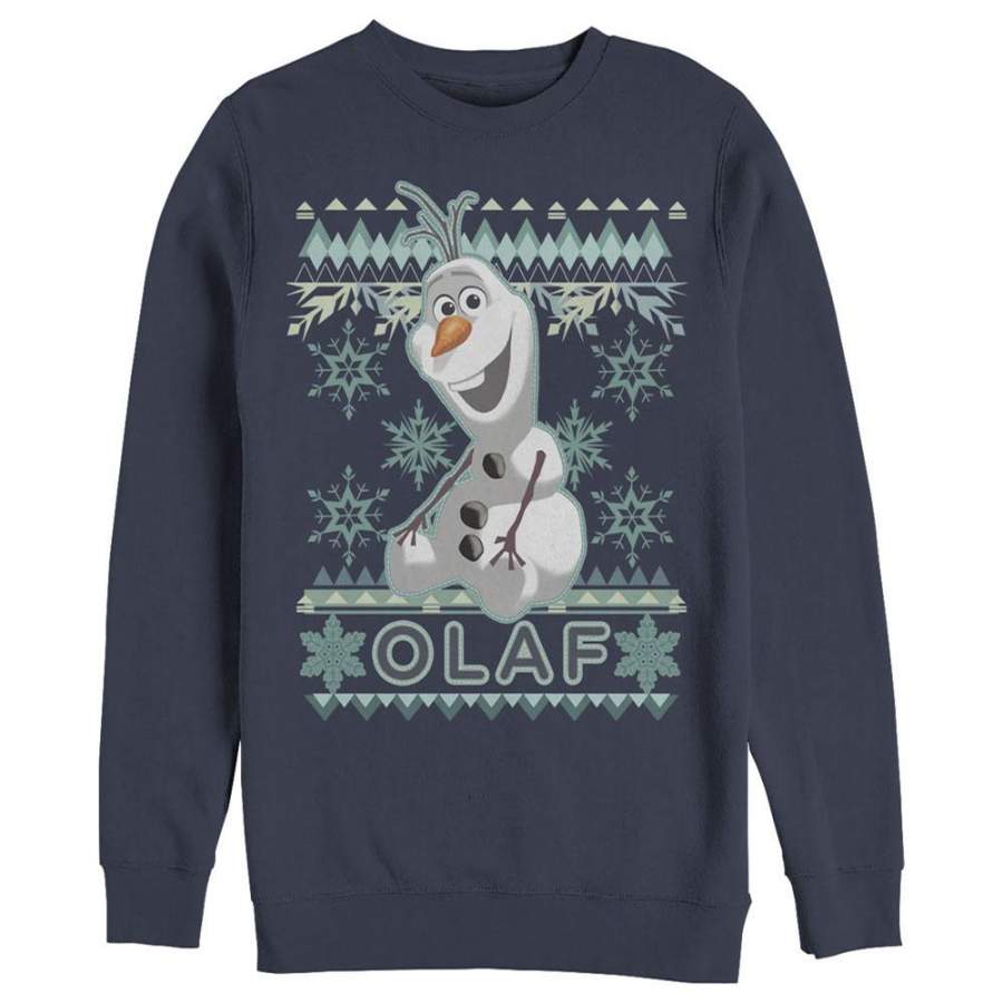 Frozen Men’s Ugly Christmas Olaf  Sweatshirt Navy Blue