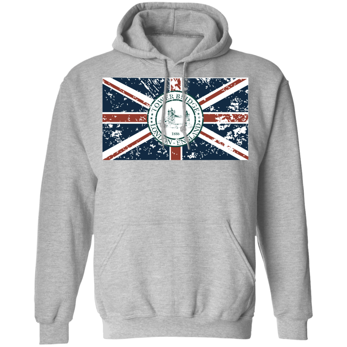 Tower Bridge England Flag Pullover Hoodie