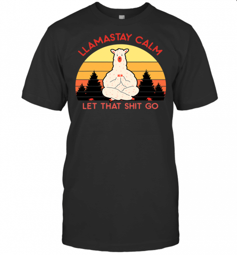 Llamastay Calm Funny Alpaca Tees Fitness Gifts Llama Yoga T Shirt