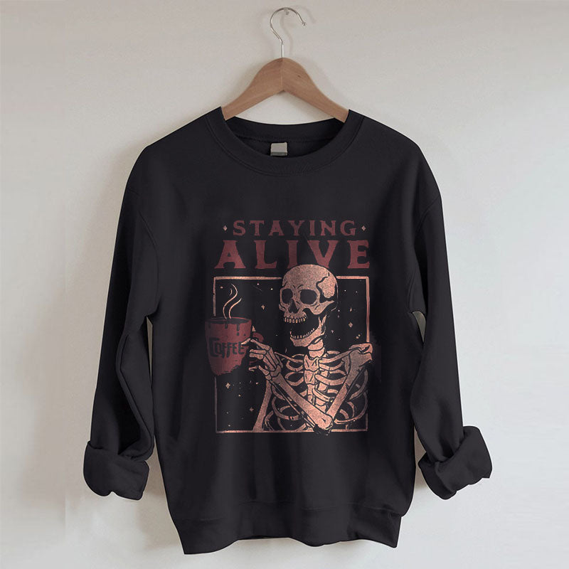 Halloween Staying Alive Coffee Sweatshirt