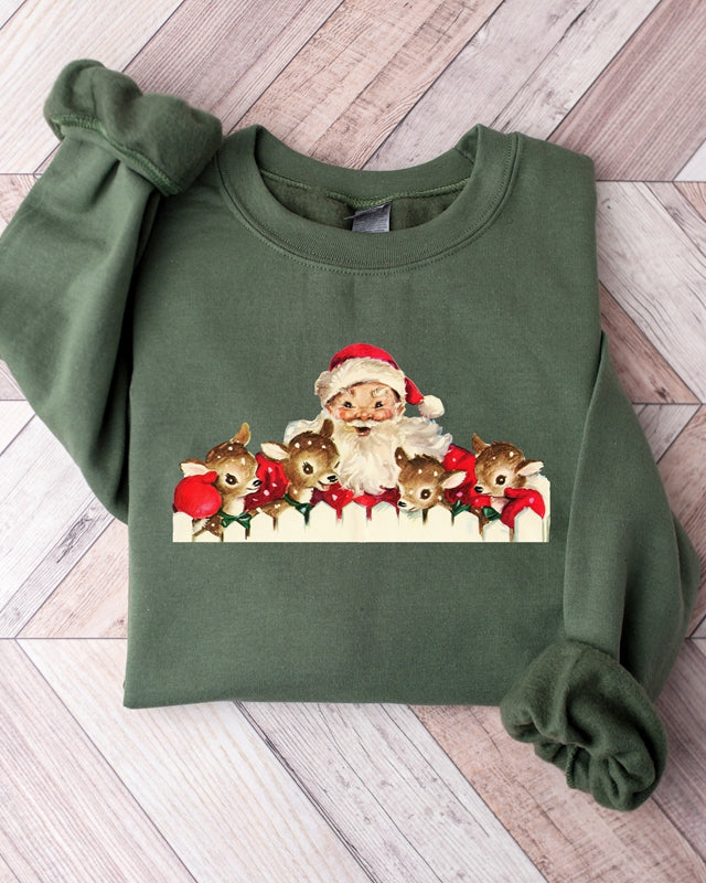 Christmas Santa Sweatshirt, Reindeer Sweatshirt