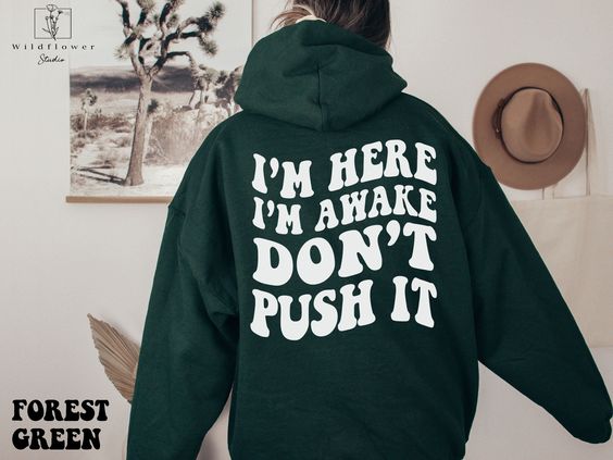 I’m Here I’m Awake Don’t Push It Hoodie