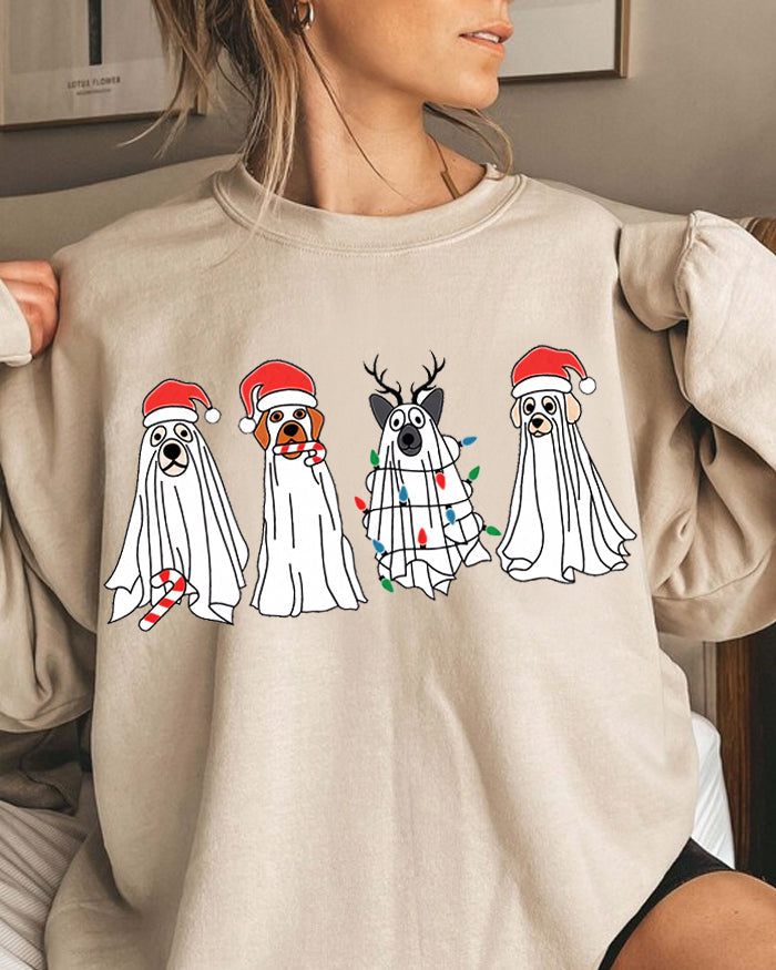 Retro Christmas Ghost Dog Sweatshirt