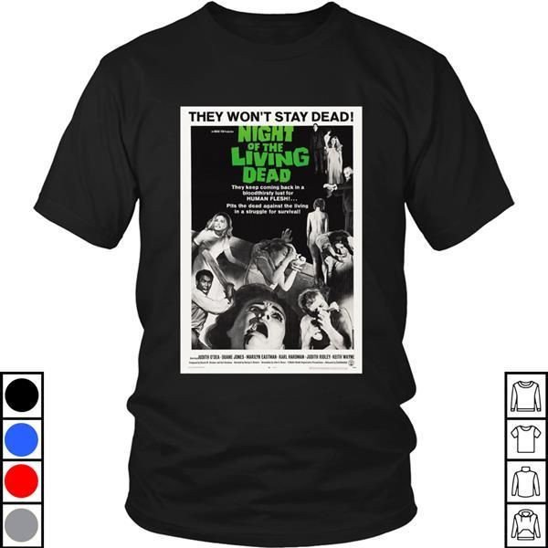 Teeecho Night Of Living Dead Black Zombies Classic Movie Poster Tshirt H 7049