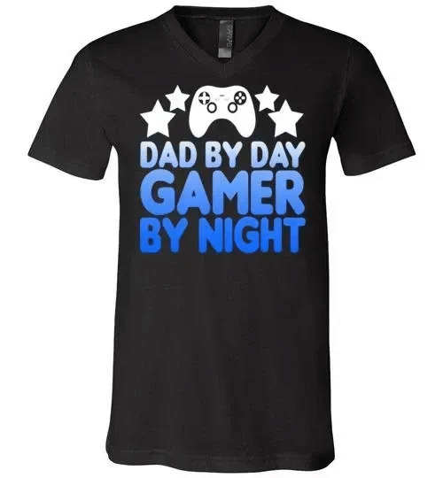 Get Here Dad By Dad Gamer By Night Unisex V-Neck