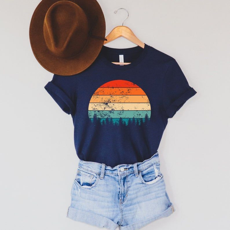 Retro Sunset Shirt, Retro Sun Tshirt, Retro Sunset Tee, Nature Tshirt, Outdoor Shirt,Retro Print Shirt, Nature Graphic Shirt,Retro Sun Shirt