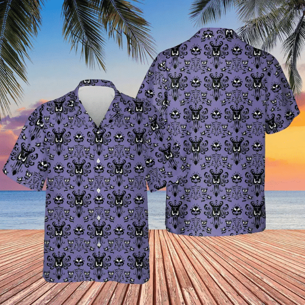 Haunted Mansion Halloween Purple Hawaiian Shirt