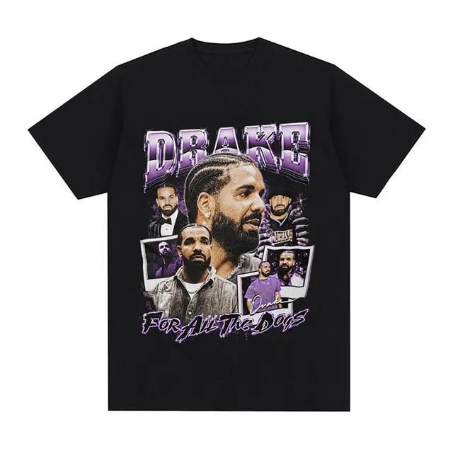 90s Drake for All The Dogs Music Album T Shirts Rapper Vintage Hip Hop Trend T-Shirt Men’s 100% Cotton