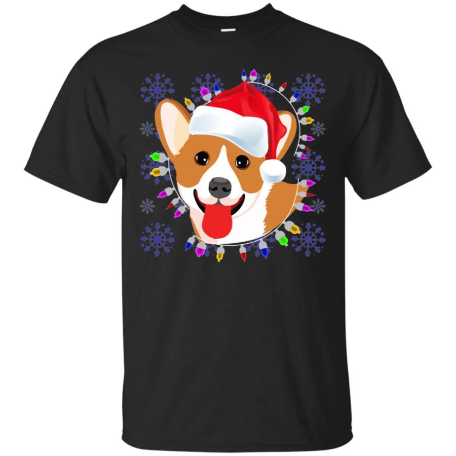 Christmas Shirt Adult Corgi with Hat T-shirt