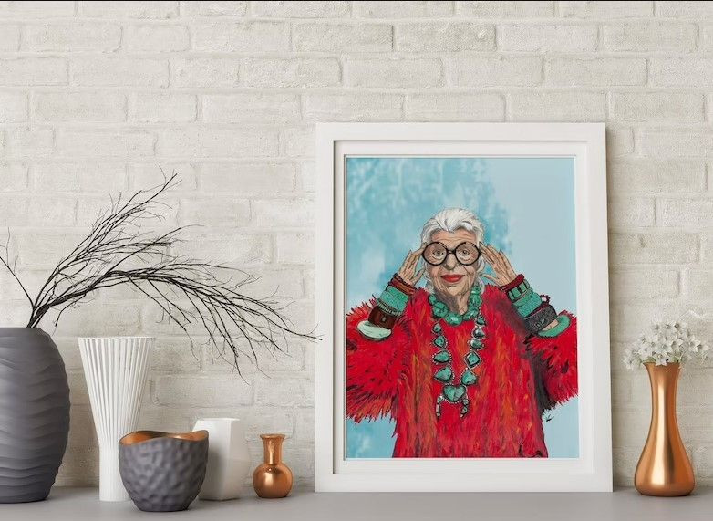 Iris Apfel Poster. Illustration Printing. Iris Apfel Decor. Iris Illustration. Acrylic Print. Printing And Sheeting. Iris Apfel Print Poster