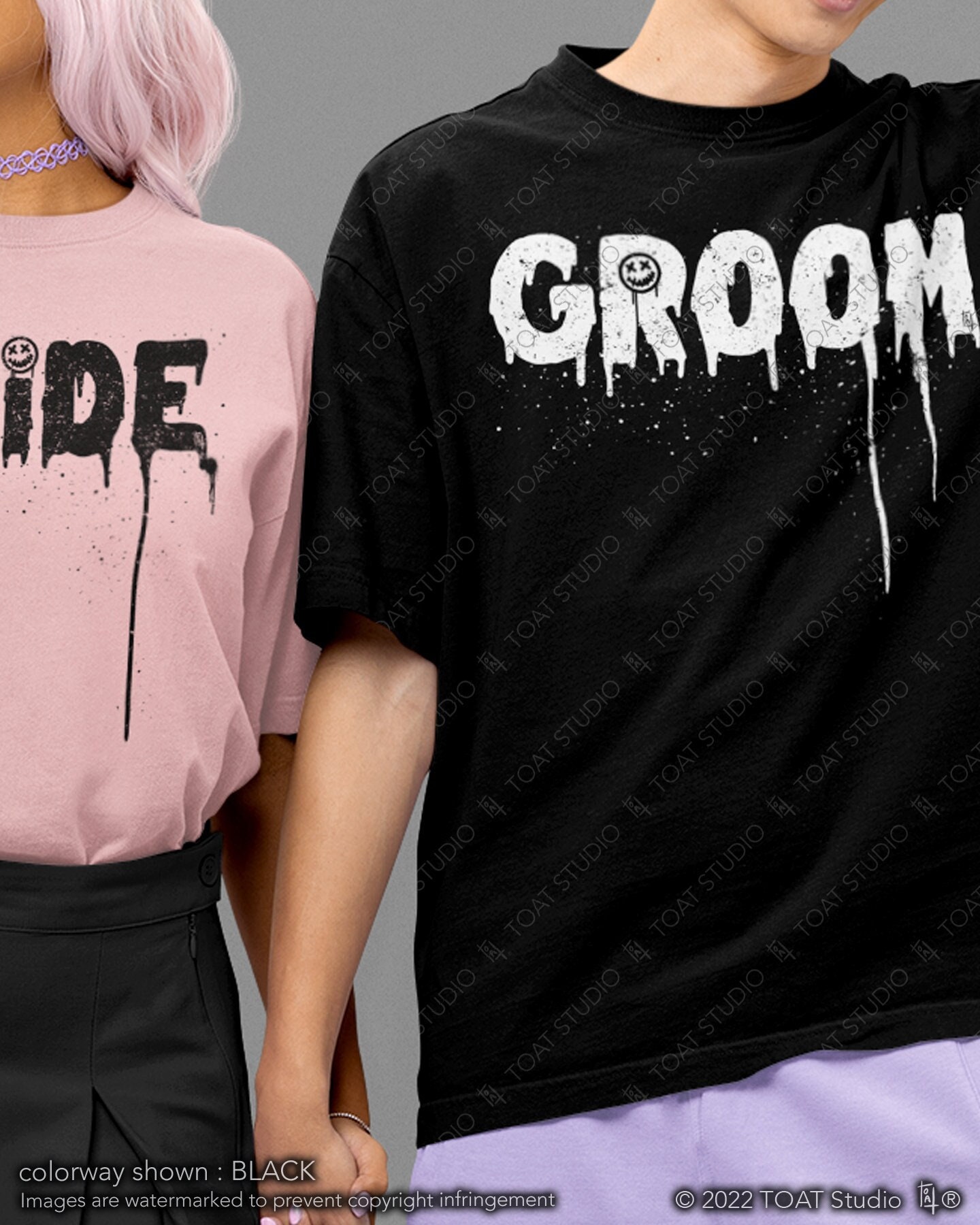 Drippy Groom Unisex T-shirt, Dripping Paint, Grunge Groom Shirt, Dark Engagement Photos, Til Death Do Us Part, Smiley Happy Face