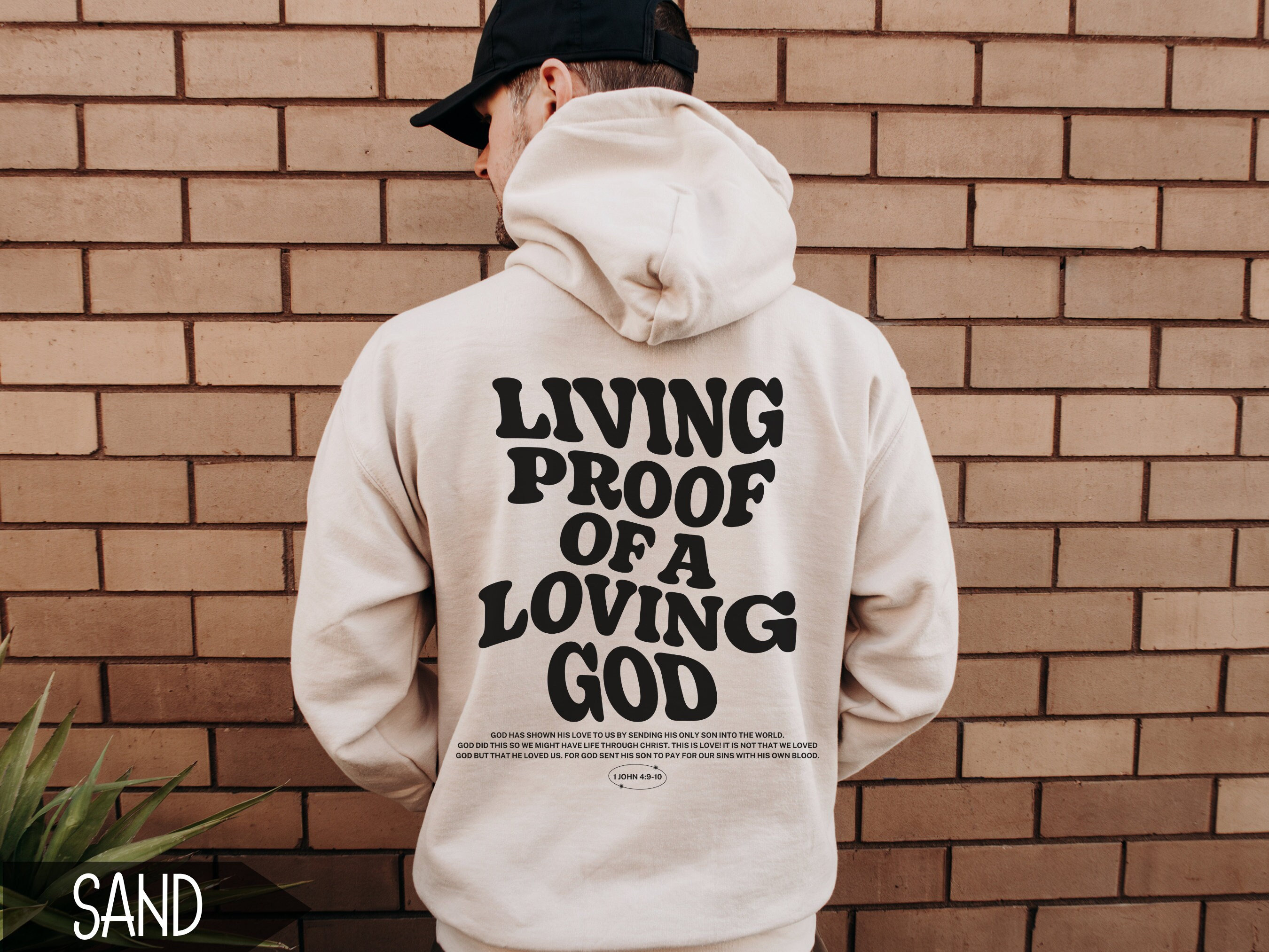 Living Proof Of A Loving God Hoodie, Aesthetic Christian Hoodie For Men, Christian Streetwear Apparel, Mens Christian Gift