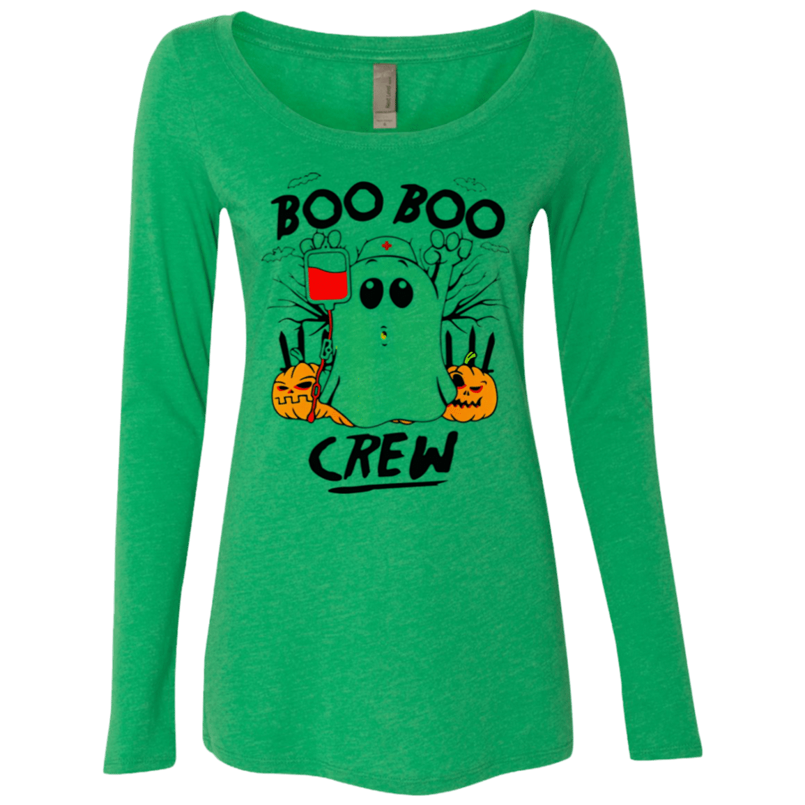 Ghost Pumpkins Nurse Boo Boo Crew Halloween Womens Triblend Long Sleeve Shirt