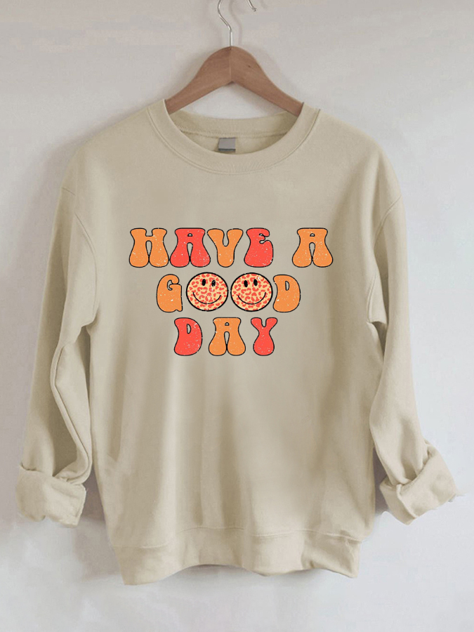 Alphabet Printed Round Neck Casual Long Sleeve Sweatshirt