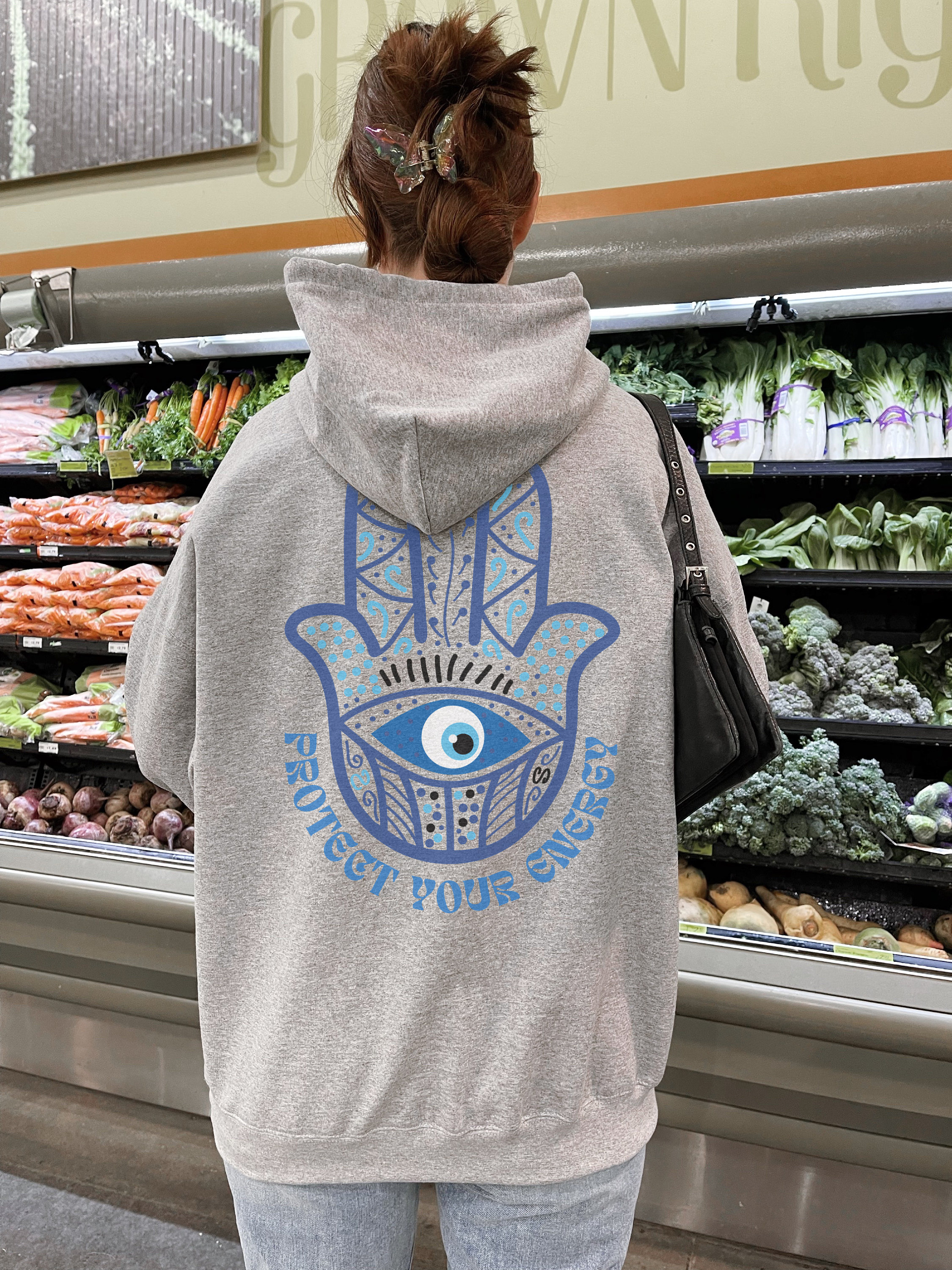 Protect Your Energy Evil Eye Hoodie with Words on Back Trendy Hoodie Preppy Sweatshirt Women Trendy Hoody Oversized Hoodies VSCO Hoodie