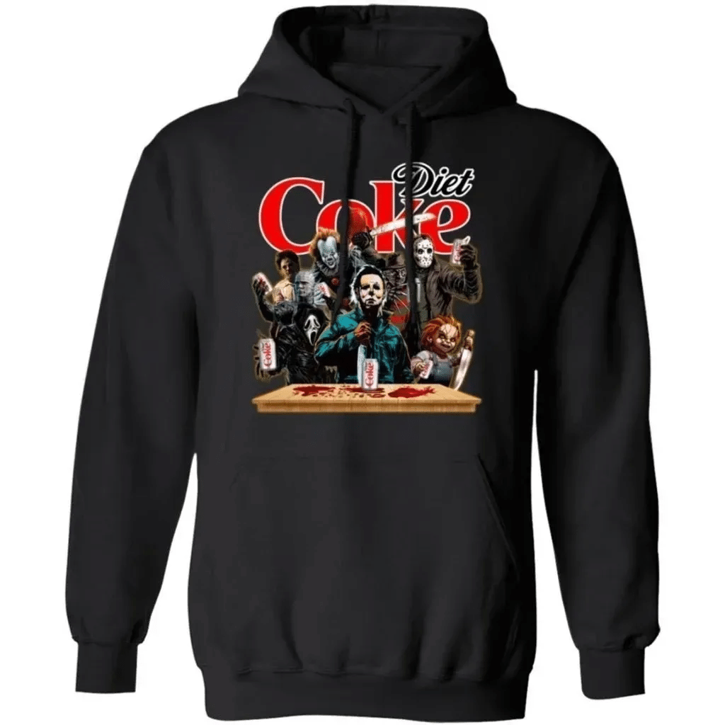 Horror Characters Drink Diet Coke Hoodie Funny Halloween Gift Tt09