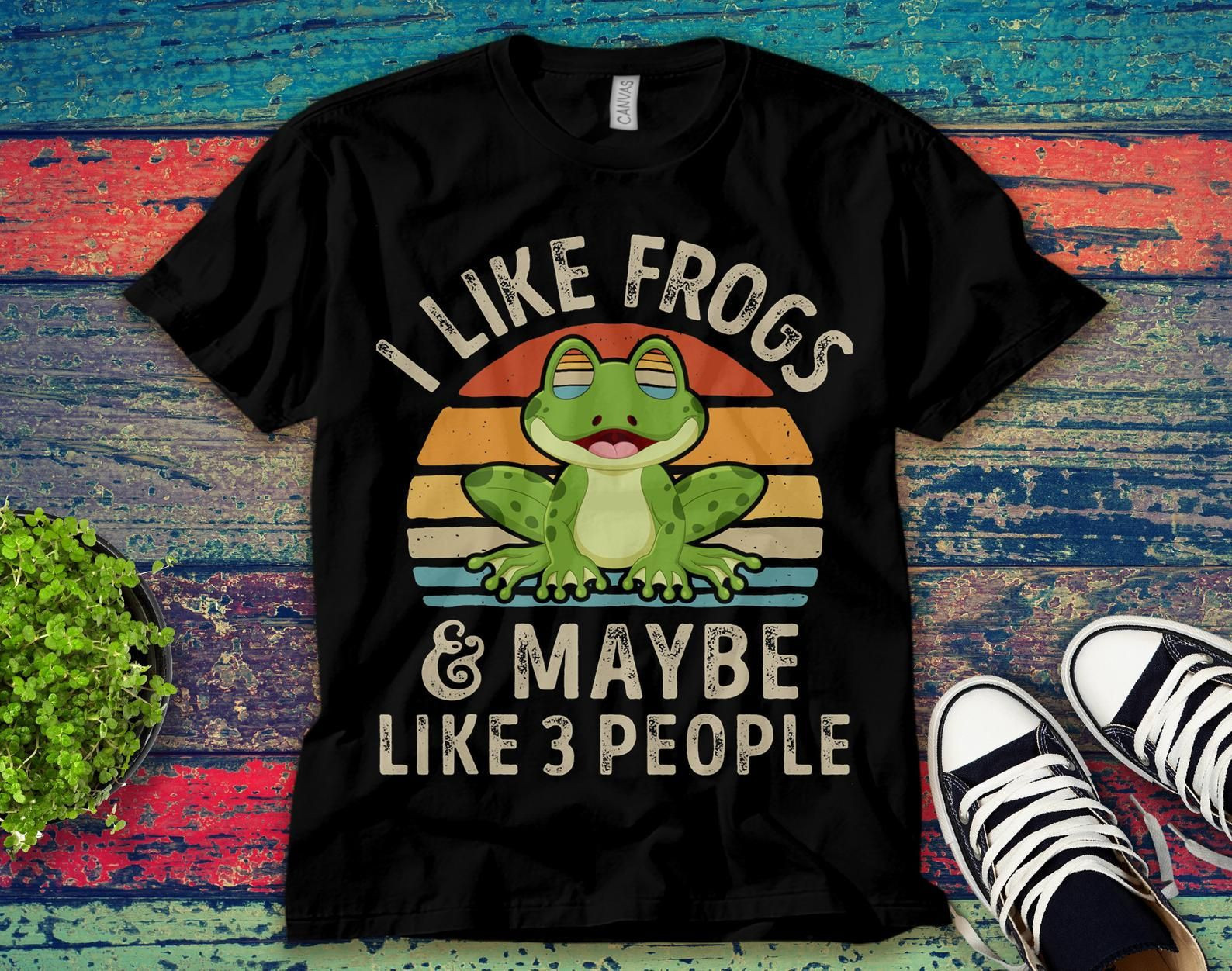 I Like Frogs And Maybe 3 People Frog Vintage Unisex T-Shirt Unisex Adult Bella Shirt Best Gift Ke3153