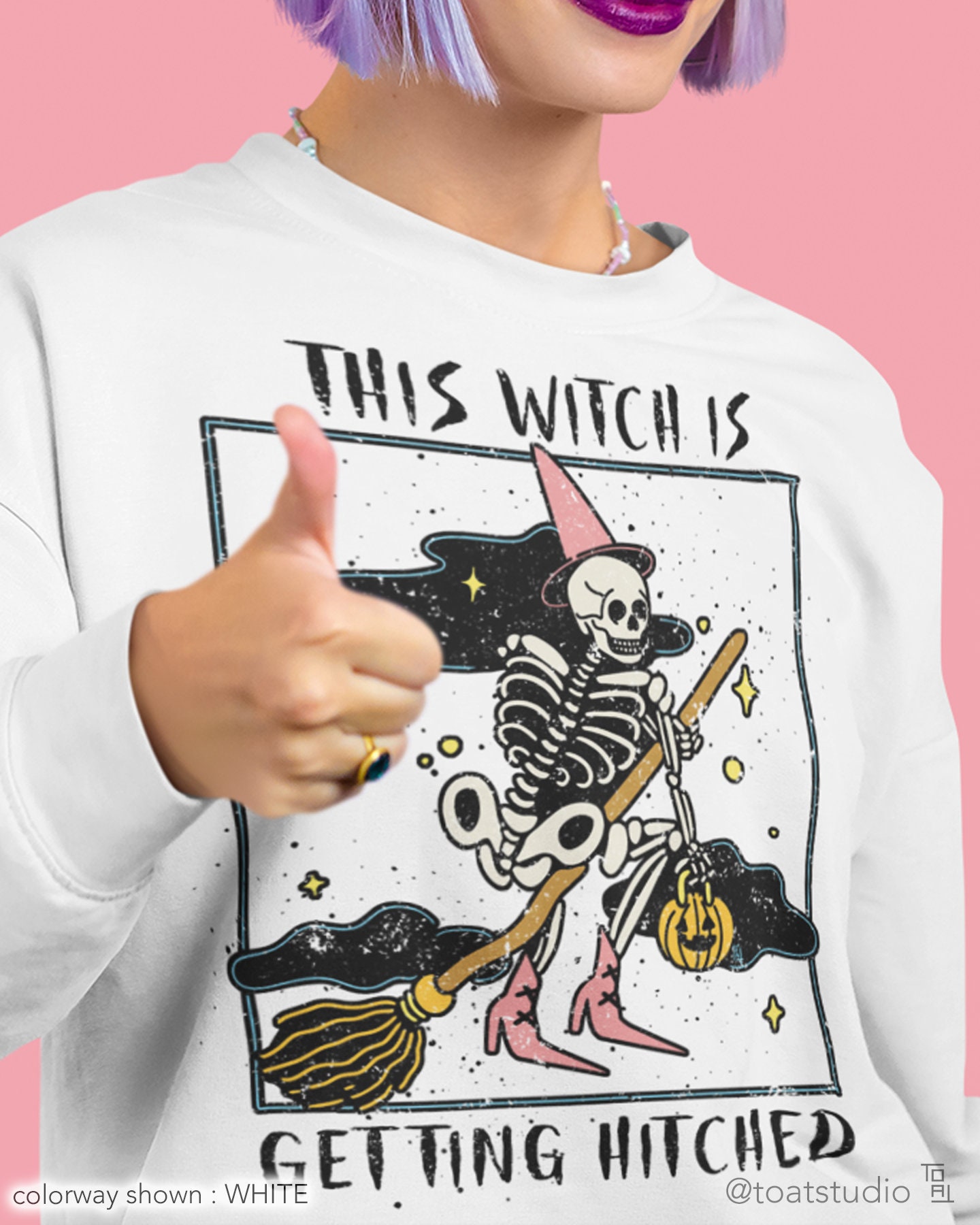 This Witch is Getting Hitched Unisex Crewneck Sweatshirt, Alternative Couple, Grunge Bride, Spooky Bachelorette, Til Death Do Us Part