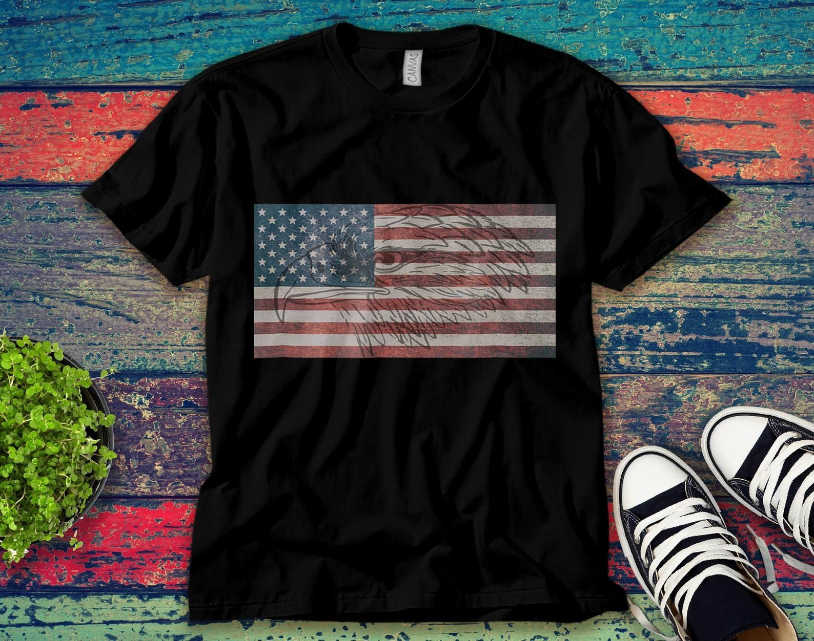 Eagle Usa American Flag Vintage Unisex T-Shirt Unisex Adult Bella Shirt Gift Ke5301