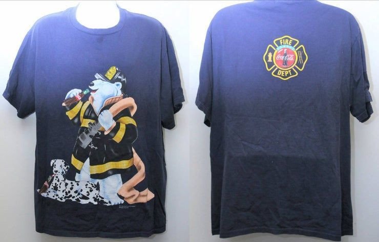 Rare 1996 Vintage Coca Cola Fire Dept Double Sided Promo Sz Shirt