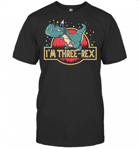 Three Rex T Rex Birthday T Shirt 3 Year Old Boy Girl Kids