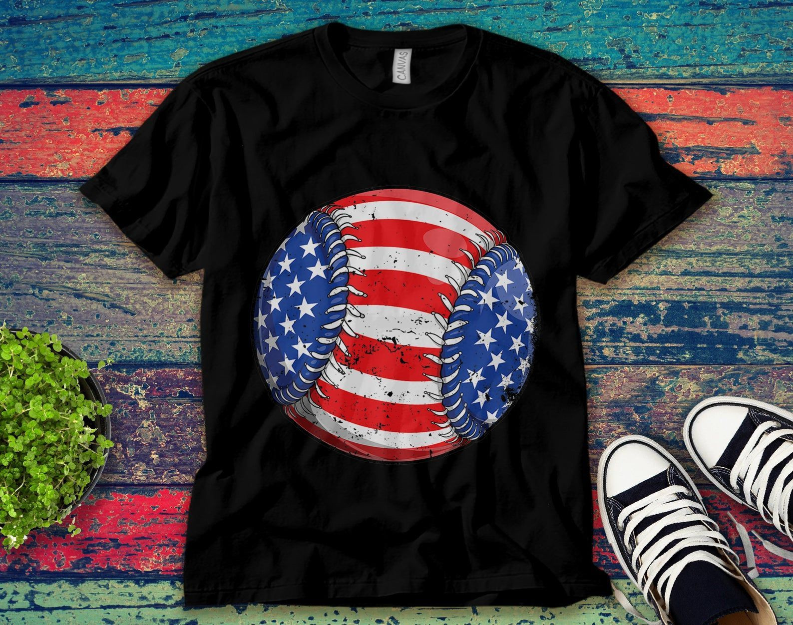 Baseball American Flag 4Th Of July T Shirt Unisex T-Shirt Unisex Adult Bella Shirt Gift Ke7520