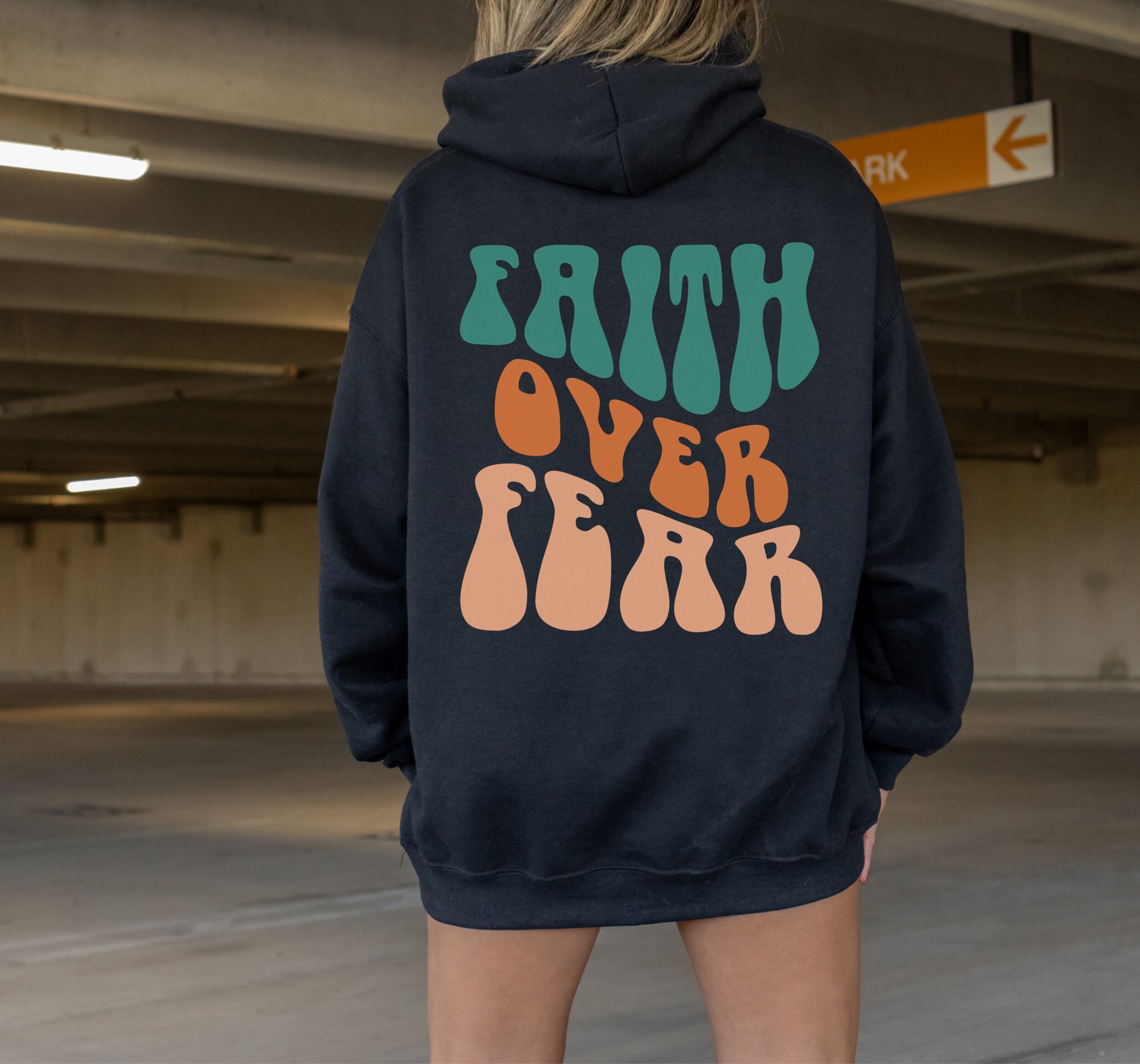 Faith Over Fear Christian Hoodie Positive Hoodie Religious Clothing Church Sweatshirt Tumblr VSCO Hoodie Trendy Hoodies Aesthetic Clothes