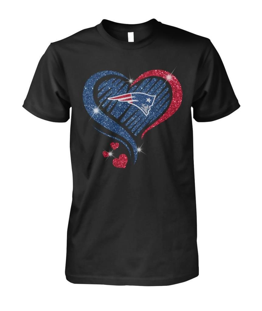 New England Patriots Football Team Fans Glitter Heart Sport Lover Women Men Shirts