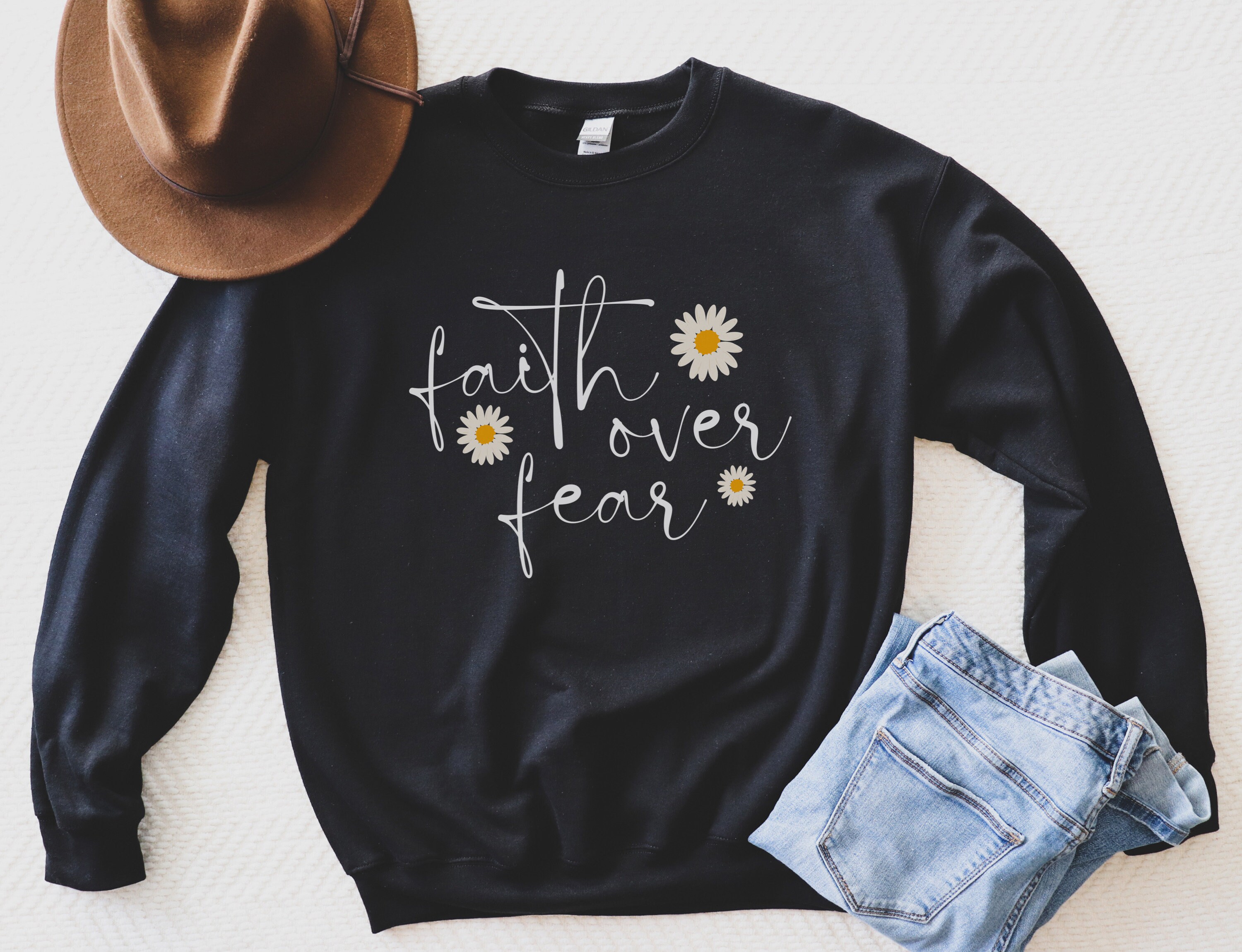 Faith Over Fear Christian Sweatshirt Religious Clothing Faith Sweatshirt Aesthetic Clothes Jesus Sweatshirt Church Sweatshirt Christian