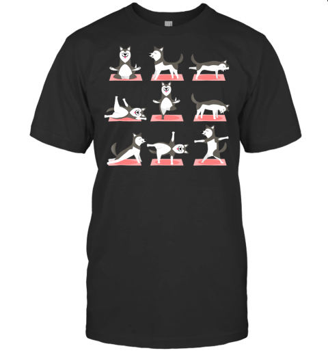 Husky Yoga Shirt Yoga Husky On Mat Cool Gifts T Shirt