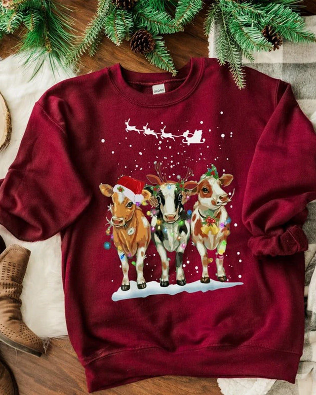 Cow Lights Ugly Christmas Sweatshirt