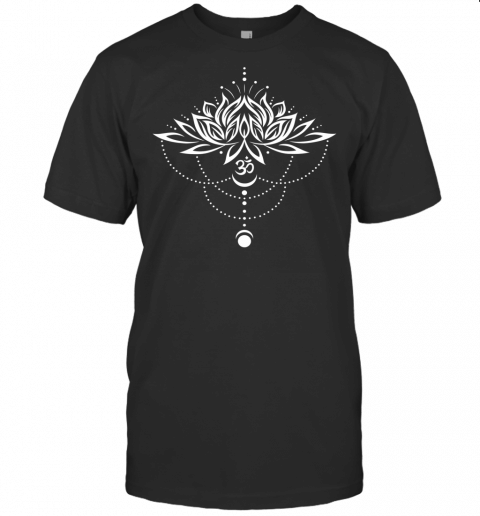 Lotus Flower Shirt With Om Symbol And Moon. Yoga, Meditation