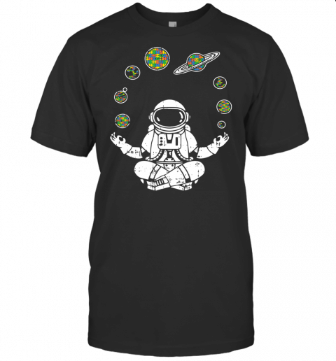 Yoga Astronaut Space Planets Autism Awareness Gifts For Mom T Shirt