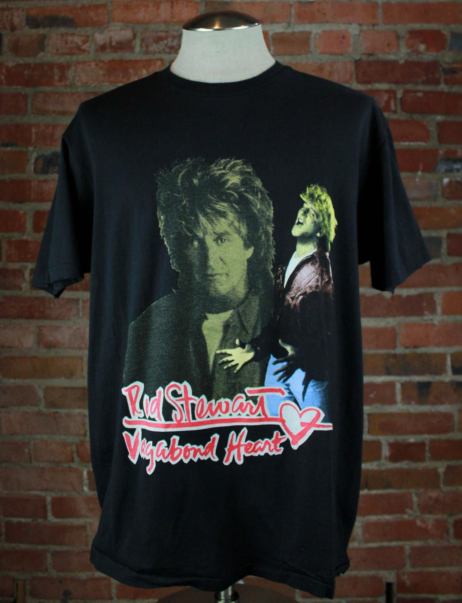 Vintage 1991 Rod Stewart Concert T Shirt Vagabond Heart Tour Black Unisex