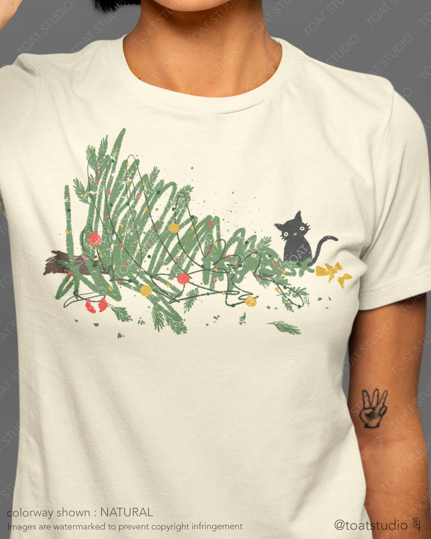 Merry Catmas Unisex T-shirt, Christmas Cat, Merry Christmas Tree, Meowy Christmas, Christmas Mess, Funny Cat T-shirt, Xmas Destroyed